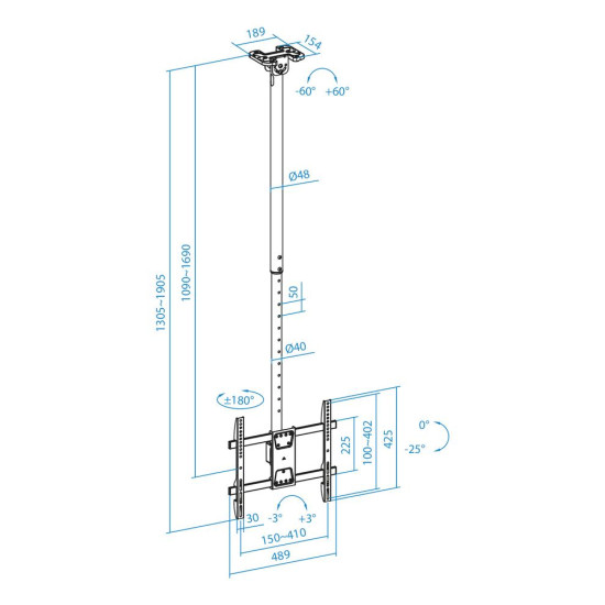 SOPORTE TECHO TOOQ VESA HASTA 75 PULGADAS Soportes monitores tv SOPORTE TECHO TOOQ VESA HASTA 75 PULGADAS Soportes monitores tv
