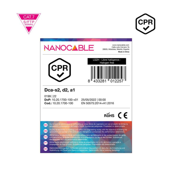 BOBINA CABLE RED LSZH CAT7 RJ45 Cables de red