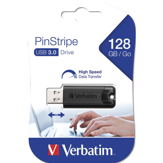 MEMORIA USB 3.2 VERBATIM PINSTRIPE 128GB Memorias usb
