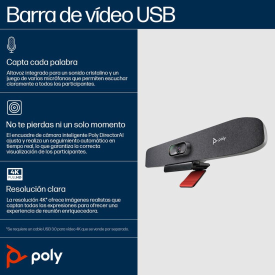 WEBCAM POLY STUDIO 30 4K UHD Cámaras web WEBCAM POLY STUDIO 30 4K UHD Cámaras web