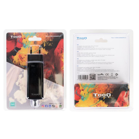 CARGADOR PARED TOOQ TQLC - USBCGAN65PD - C 65W USB Baterías y cargadores portátiles CARGADOR PARED TOOQ TQLC - USBCGAN65PD - C 65W USB Baterías y cargadores portátiles