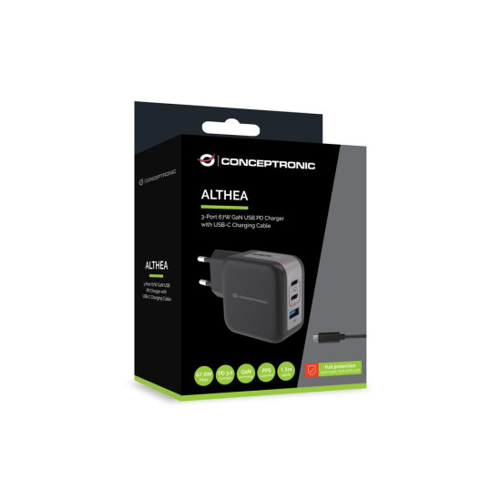 CARGADOR PARED CONCEPTRONIC ALTHEA17B 67W 2X Cargadores para móviles CARGADOR PARED CONCEPTRONIC ALTHEA17B 67W 2X Cargadores para móviles