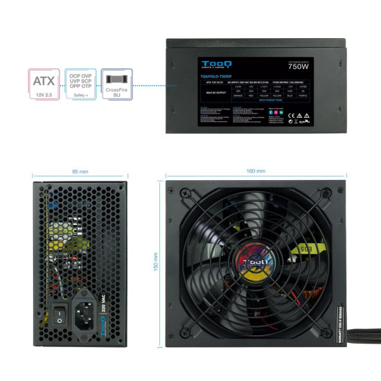 FUENTE ALIMENTACION TOOQ TQAPOLO - 750SP ATX 750W Fuentes de alimentación FUENTE ALIMENTACION TOOQ TQAPOLO - 750SP ATX 750W Fuentes de alimentación