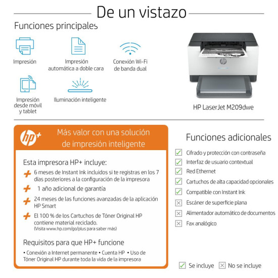IMPRESORA HP LASER MONOCROMO LASERJET M209DWE Impresoras IMPRESORA HP LASER MONOCROMO LASERJET M209DWE Impresoras