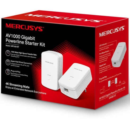 KIT 2 POWERLINE MERCUSYS MP500 KIT Extensores de red KIT 2 POWERLINE MERCUSYS MP500 KIT Extensores de red