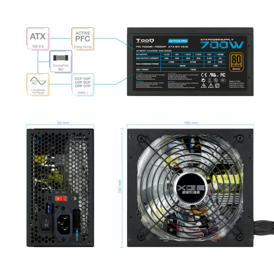 FUENTE ALIMENTACION TOOQ TQXGEII - 700SAP 700W 80+ Fuentes de alimentación FUENTE ALIMENTACION TOOQ TQXGEII - 700SAP 700W 80+ Fuentes de alimentación