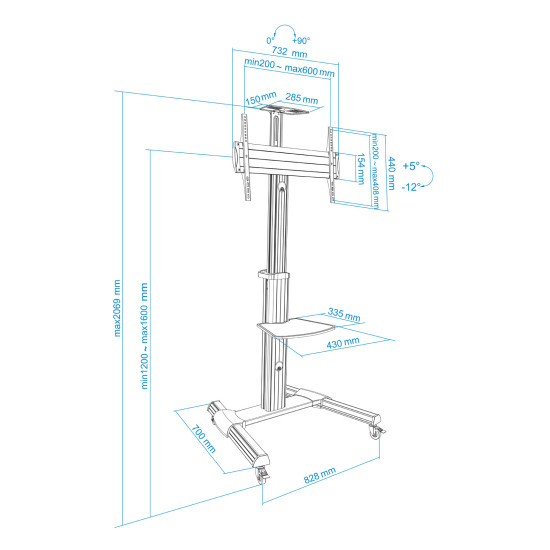 SOPORTE SUELO TOOQ PANTALLA TV 37 PULGADAS - 70 PULGADAS Soportes monitores  tv