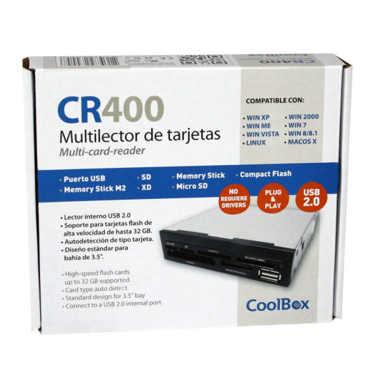 LECTOR TARJETAS MEMORIA Y USB COOLBOX Lector de memorias LECTOR TARJETAS MEMORIA Y USB COOLBOX Lector de memorias