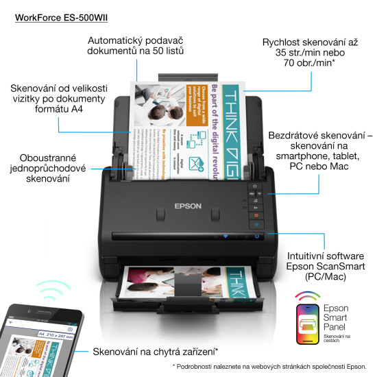 ESCANER SOBREMESA EPSON WORKFORCE ES - 500WII A4 Escáneres ESCANER SOBREMESA EPSON WORKFORCE ES - 500WII A4 Escáneres