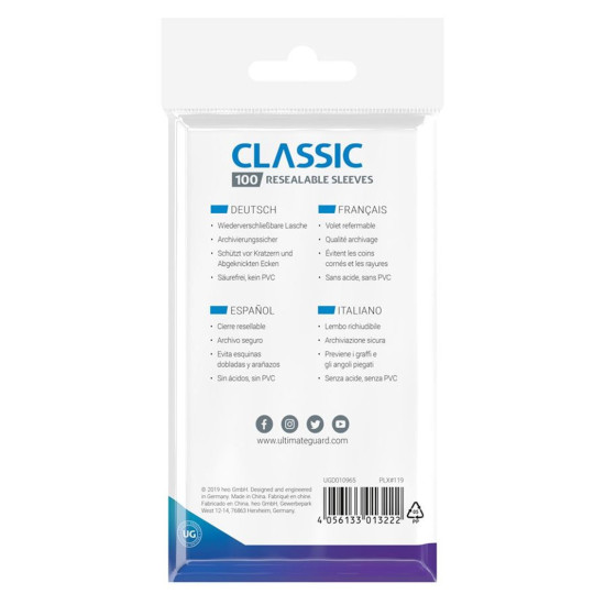 FUNDAS TRANSPARENTES CARTAS ULTIMATE GUARD CLASSIC Accesorios cartas coleccionables FUNDAS TRANSPARENTES CARTAS ULTIMATE GUARD CLASSIC Accesorios cartas coleccionables