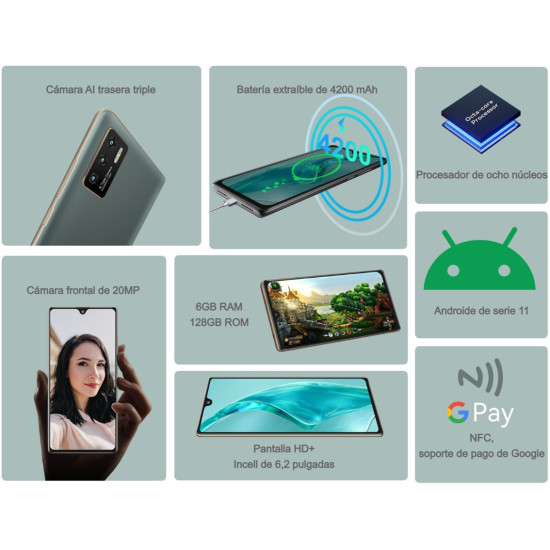 MÓVIL CUBOT P50 128GB 6GB VERDE Smartphones