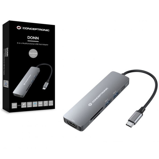 ADAPTADOR USB - C 6EN1 CONCEPTRONIC DONN11 HDMI Convertidores ADAPTADOR USB - C 6EN1 CONCEPTRONIC DONN11 HDMI Convertidores