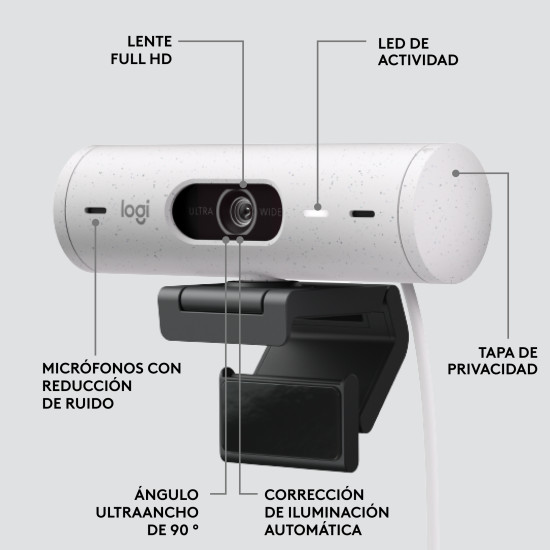 WEBCAM LOGITECH BRIO 500 BLANCO CRUDO Cámaras web WEBCAM LOGITECH BRIO 500 BLANCO CRUDO Cámaras web