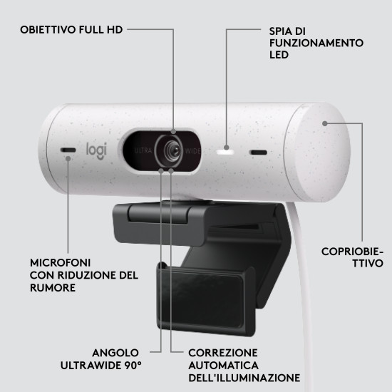 WEBCAM LOGITECH BRIO 500 BLANCO CRUDO Cámaras web WEBCAM LOGITECH BRIO 500 BLANCO CRUDO Cámaras web