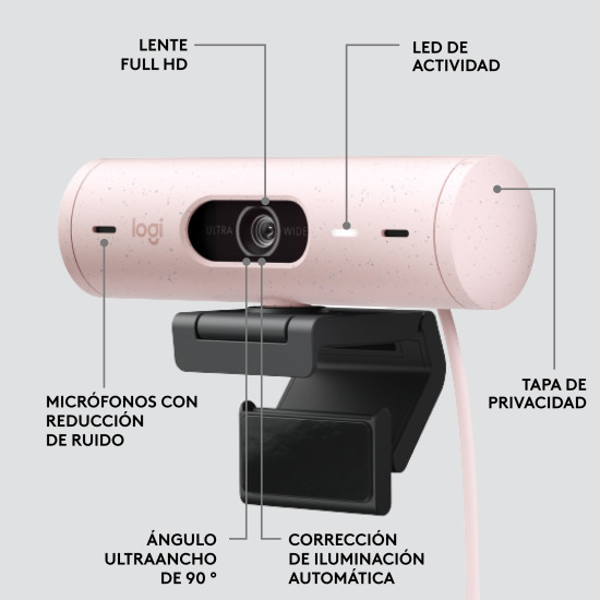 WEBCAM LOGITECH BRIO 500 ROSA FULL Cámaras web WEBCAM LOGITECH BRIO 500 ROSA FULL Cámaras web