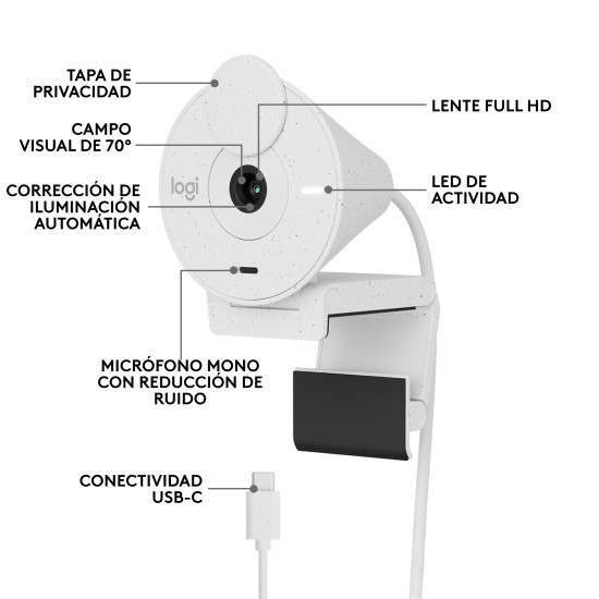 WEBCAM LOGITECH BRIO 300 BLANCO CRUDO Cámaras web WEBCAM LOGITECH BRIO 300 BLANCO CRUDO Cámaras web