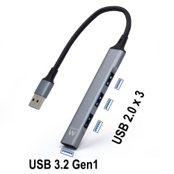 HUB SLIM EWENT 4 PUERTOS USB
