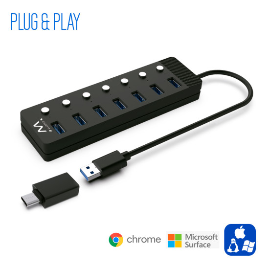 HUB EWENT 7 PUERTOS USB 3.0 Dockings y hubs HUB EWENT 7 PUERTOS USB 3.0 Dockings y hubs