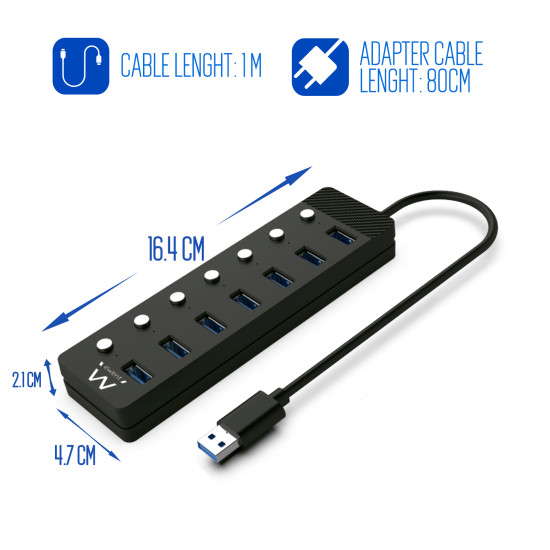 HUB EWENT 7 PUERTOS USB 3.0 Dockings y hubs HUB EWENT 7 PUERTOS USB 3.0 Dockings y hubs