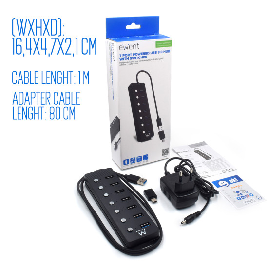HUB EWENT 7 PUERTOS USB 3.0 Dockings y hubs HUB EWENT 7 PUERTOS USB 3.0 Dockings y hubs