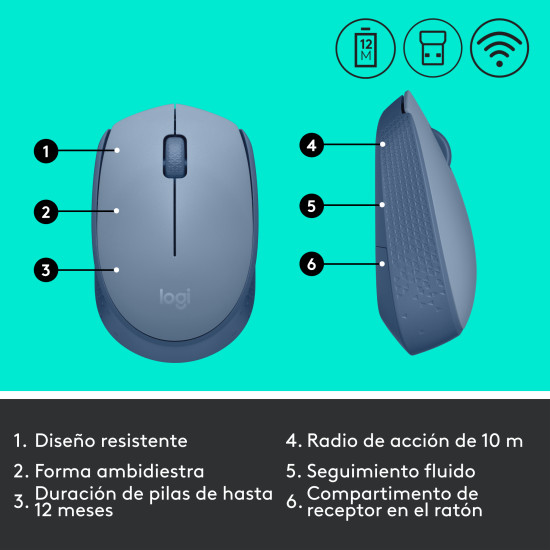MOUSE RATON LOGITECH M171 OPTICO WIRELESS Ratones MOUSE RATON LOGITECH M171 OPTICO WIRELESS Ratones