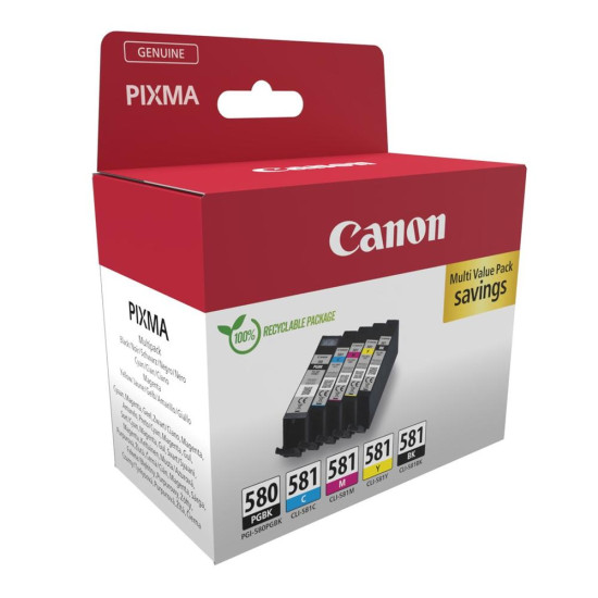MULTIPACK CANON PGI - 580 PGBK + CLI - 581 Consumibles impresión de tinta MULTIPACK CANON PGI - 580 PGBK + CLI - 581 Consumibles impresión de tinta