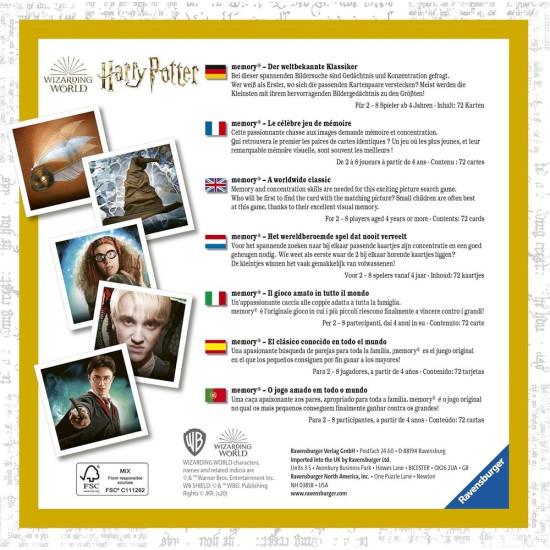 JUEGO MESA MEMORY HARRY POTTER Juegos de mesa JUEGO MESA MEMORY HARRY POTTER Juegos de mesa