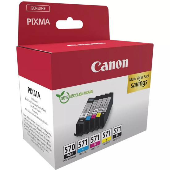 MULTIPACK CANON PGI - 570 + CLI - 571 PGBK Consumibles impresión de tinta MULTIPACK CANON PGI - 570 + CLI - 571 PGBK Consumibles impresión de tinta