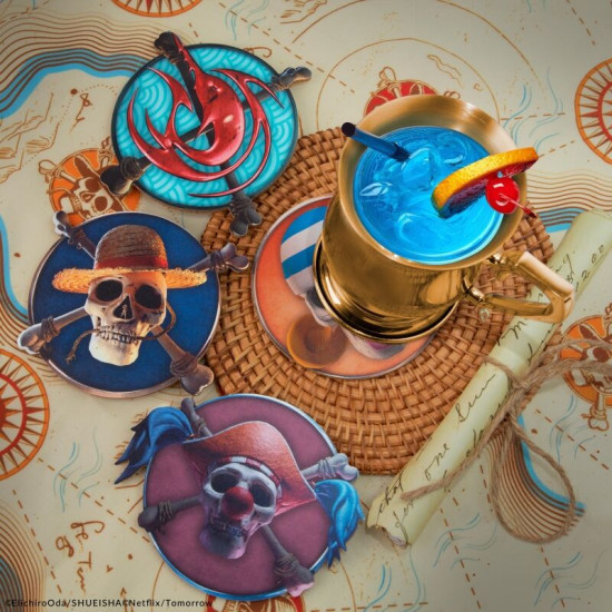 SET 4 POSAVASOS CINEREPLICAS ONE PIECE Tazas y vasos