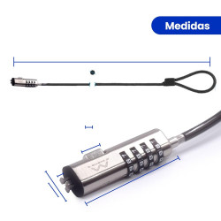CABLE SEGURIDAD EWENT PORTATIL COMBINACION 4