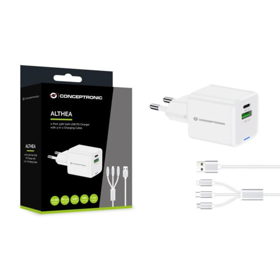 CARGADOR PARED CONCEPTRONIC ALTHEA16W 33W + Baterías y cargadores portátiles CARGADOR PARED CONCEPTRONIC ALTHEA16W 33W + Baterías y cargadores portátiles