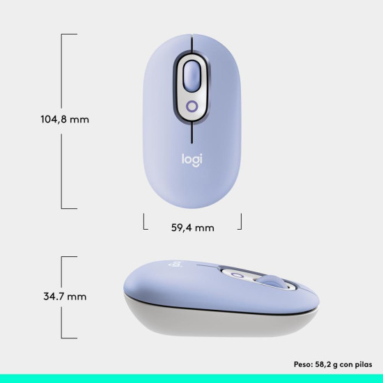 RATON INALAMBRICO LOGITECH POP MOUSE LILA Ratones RATON INALAMBRICO LOGITECH POP MOUSE LILA Ratones