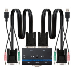 CONMUTADOR KVM NANOCABLE VGA USB 1U - 2PC+CABLE