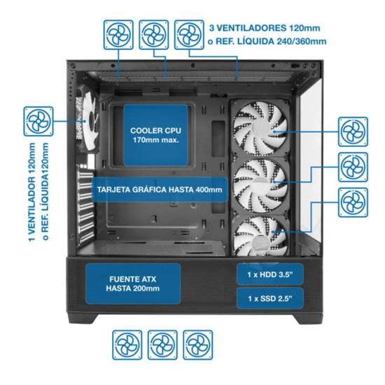 CAJA ORDENADOR GAMING COOLBOX GA250 VISION Cajas CAJA ORDENADOR GAMING COOLBOX GA250 VISION Cajas