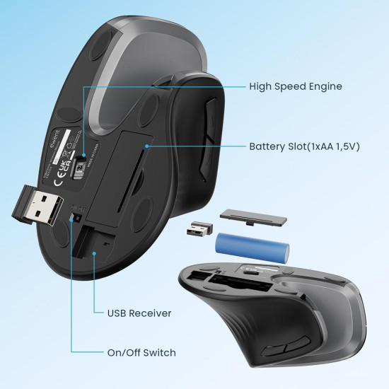 RATON ERGONOMICO INALAMBRICO EWENT EW3154 NEGRO Ratones RATON ERGONOMICO INALAMBRICO EWENT EW3154 NEGRO Ratones