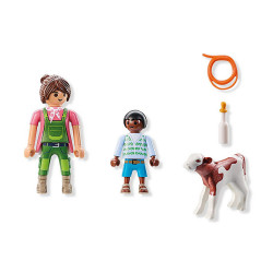 PLAYMOBIL -  GRANJERA CON TERNERO