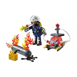 PLAYMOBIL -  BOMBERO CON BOMBA DE