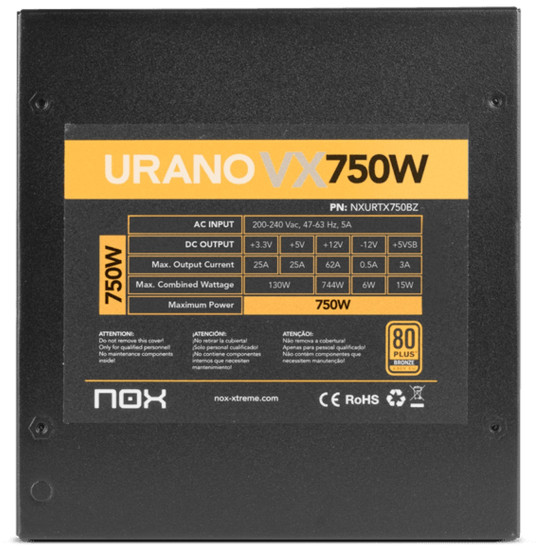 FUENTE ALIMENTACION NOX URANO VX 750W Fuentes de alimentación FUENTE ALIMENTACION NOX URANO VX 750W Fuentes de alimentación
