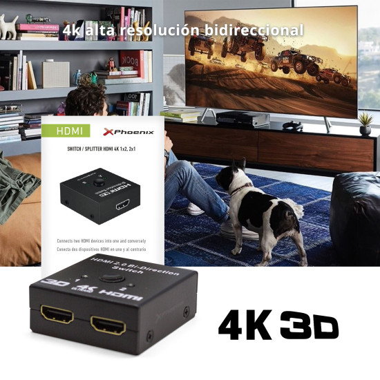 HUB 2 HDMI SPLITTER 4K CON Cables audio vídeo HUB 2 HDMI SPLITTER 4K CON Cables audio vídeo
