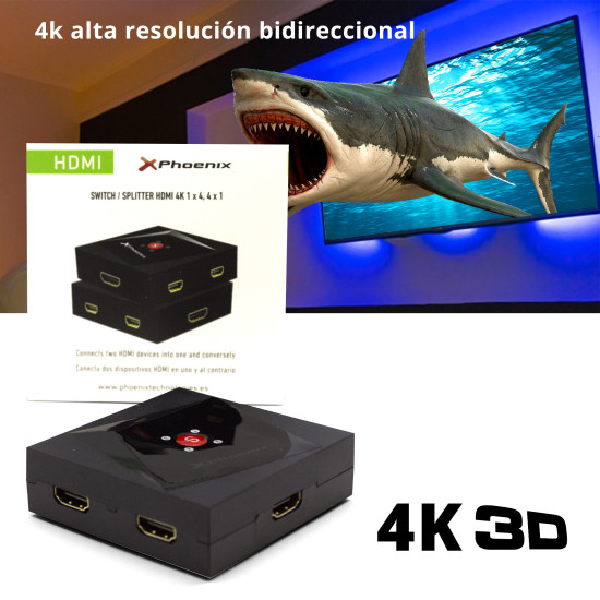 HUB 4 HDMI SPLITTER BIDIRECCIONAL 4K Cables audio vídeo HUB 4 HDMI SPLITTER BIDIRECCIONAL 4K Cables audio vídeo