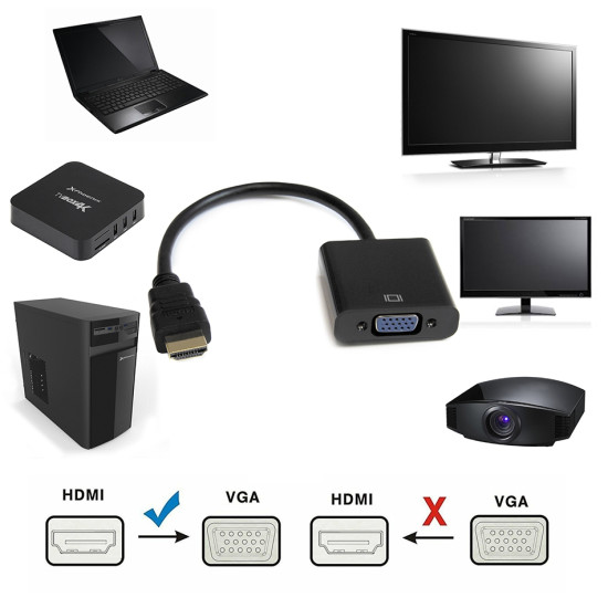 ADAPTADOR HDMI A VGA M - H FHD Dockings y hubs ADAPTADOR HDMI A VGA M - H FHD Dockings y hubs