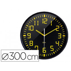 RELOJ ORIUM DE PARED ANALOGICO DIGITO GRANDE AMARILLO FONDO NEGRO DIAMETRO 30 CM