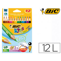 LAPICES DE COLORES BIC EVOLUTION TRIANGULARES ESTUCHE DE 12 COLORES SURTIDOSMINA ULTRA RESISTENTE