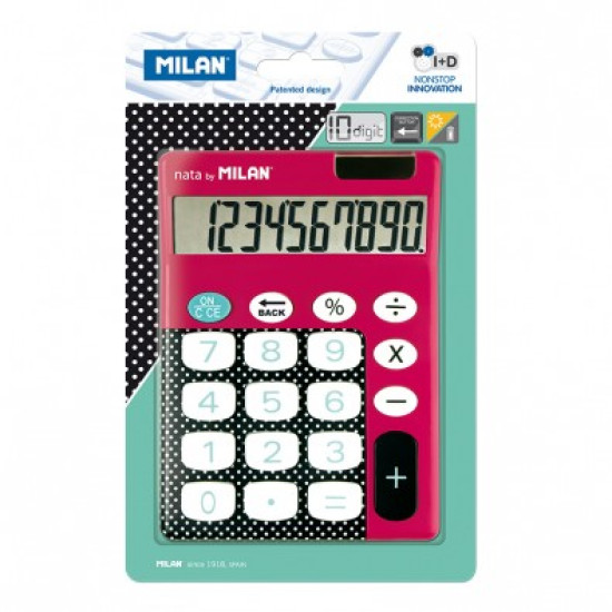 Blister calculadora 10 dígitos teclas grandes Dots and Buttons roja - por blister