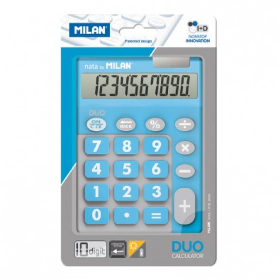 Blister calculadora 10 dígitos teclas grandes Duo azul - por blister