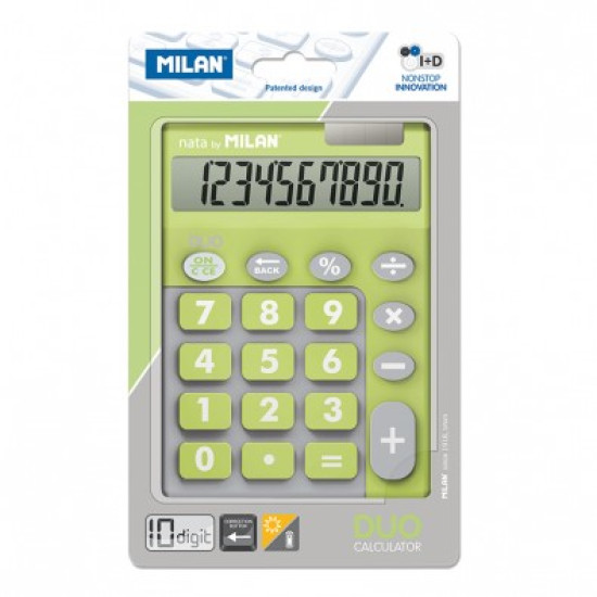 Blister calculadora 10 dígitos teclas grandes Duo verde - por blister