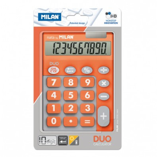 Blister calculadora 10 dígitos teclas grandes Duo naranja - por blister