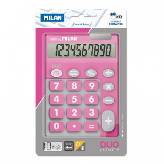 Blister calculadora 10 dígitos teclas grandes Duo rosa - por blister