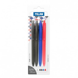 Blister 4 bolígrafos P1 Touch (2 x negro, azul y rojo) - por blister
